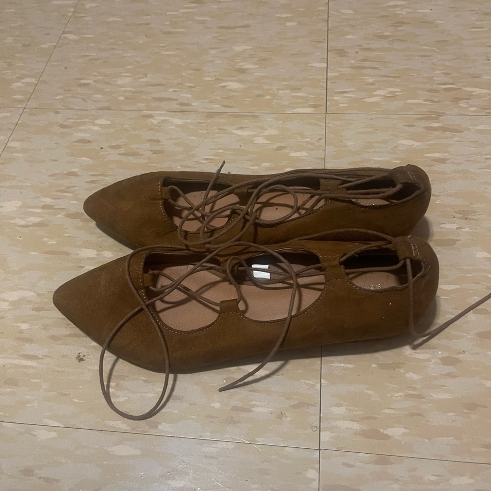 Brown size 7.5 lace up flats